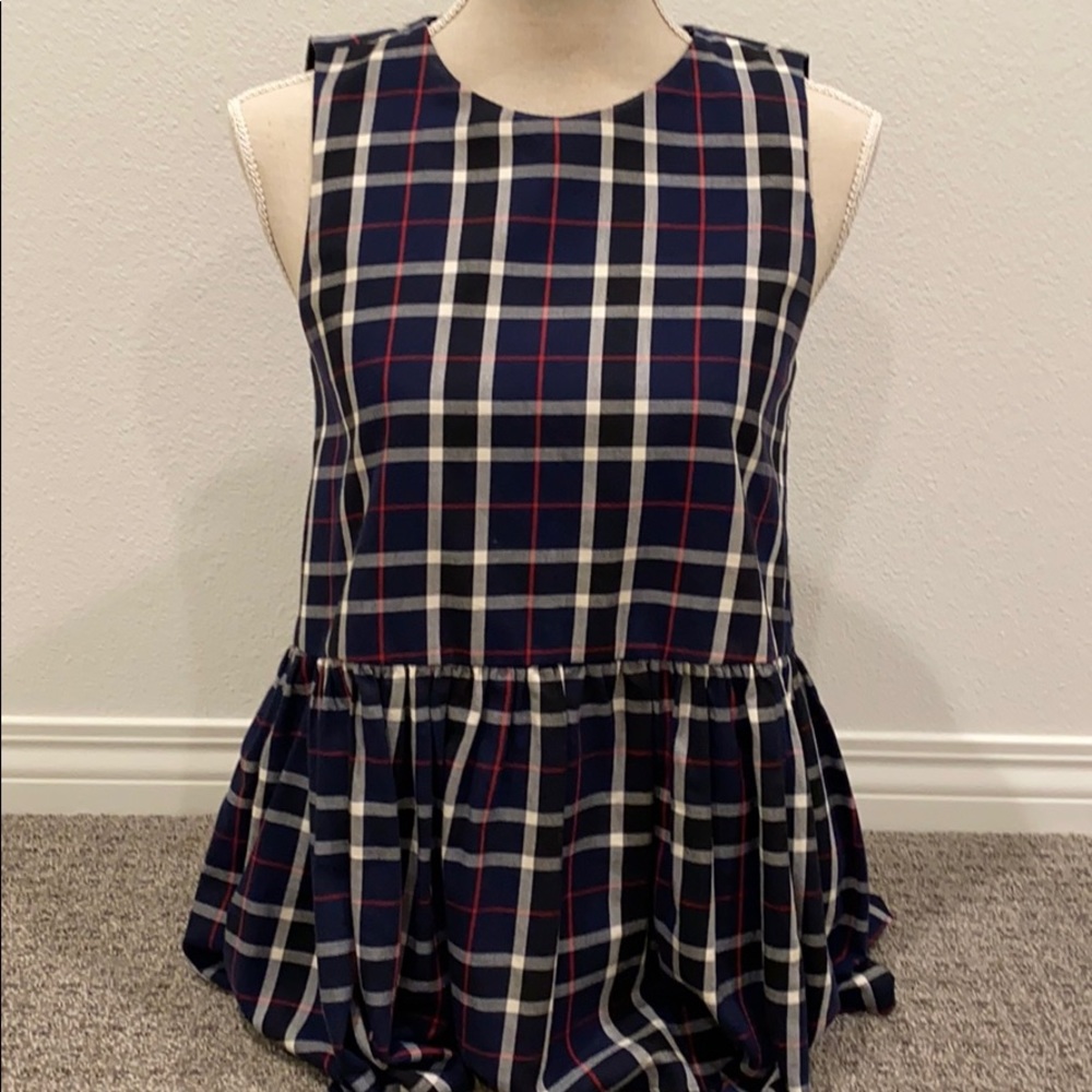 Flannel pattern open tie back tank.